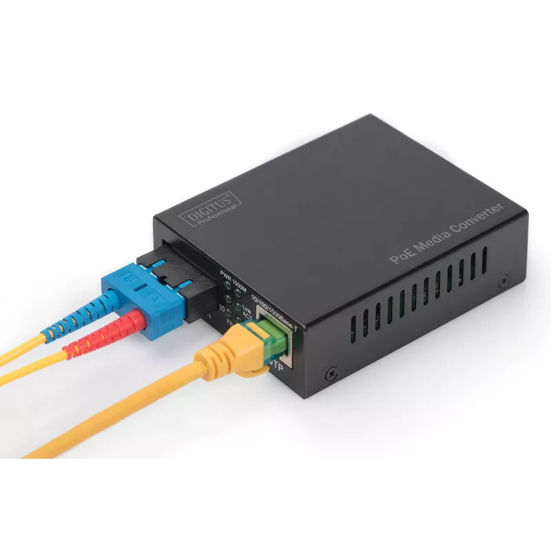 Digitus Gigabit-PoE-mediakonvertteri, RJ45 / SC, MM, PSE