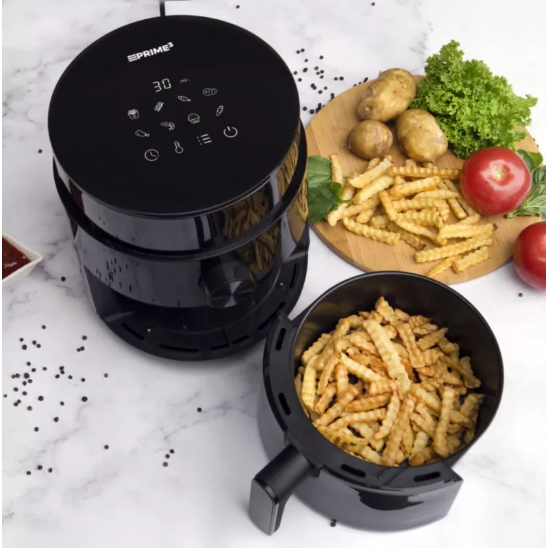 Kiertoilmakypsennin PRIME3 SAF31 – 2,5 L, 1200 W, rasvaton kiertoilmakypsennin, musta