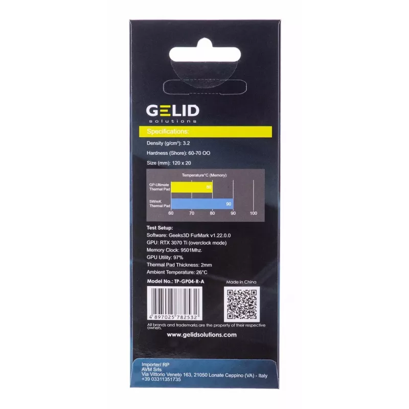 Lämpötyyny Gelid TP-GP04-R-A 120×20×0,5 mm, tiheys 3,2 g/cm³, harmaa