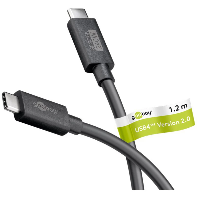 USB-C-kaapeli WENTRONIC USB4 Gen4 1.2m — tukee 16k@60Hz ja 4K@120Hz