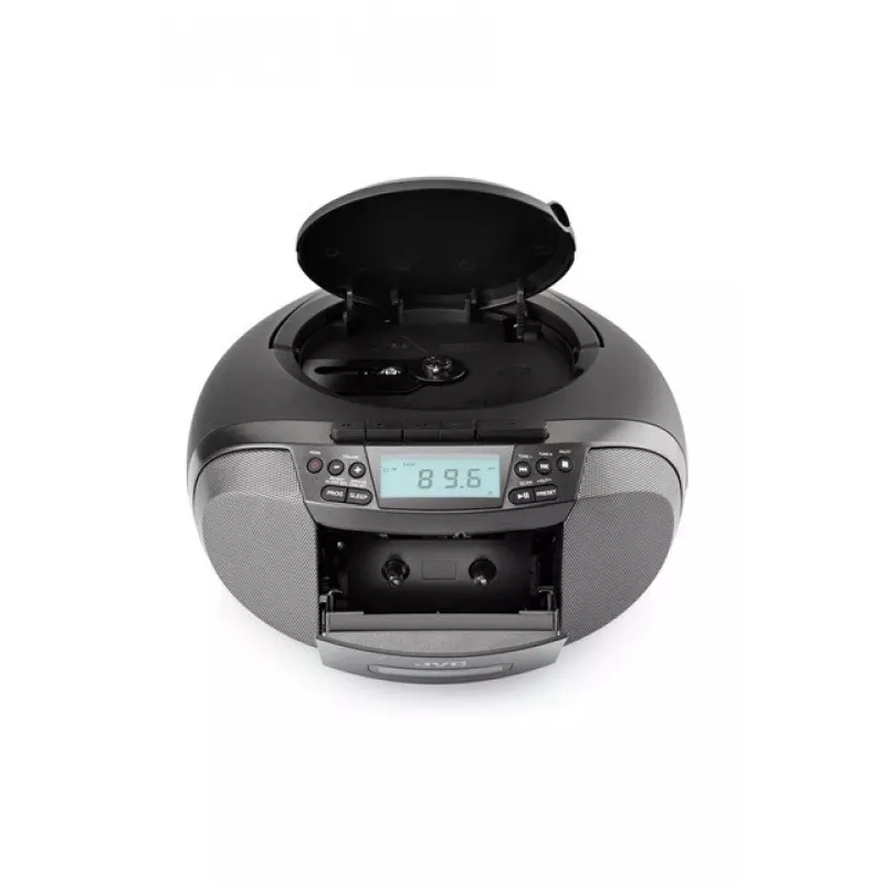 Radio-soitin JVC RC-E444B musta CD-soittimella ja FM-virittimellä