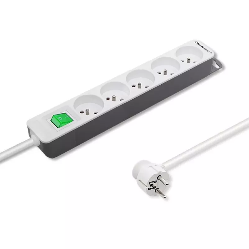 Qoltec 50290 virtajakoteline 1,8 m 5 pistorasiaa sisäkäyttöön valkoinen