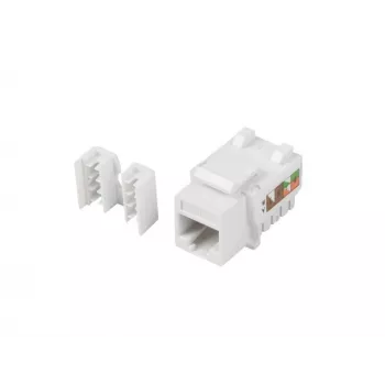 Keystone-moduuli LANBERG KSU6-1090, Cat6 U/UTP litteä, RJ-45 pistoke - LSA-rasia, AWG 22/26, 14.5×16.1 mm, valkoinen