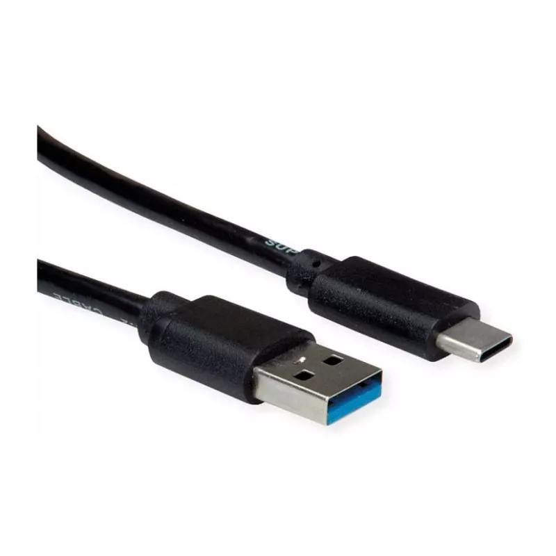 ROLINE RM USB 3.2 Gen 1 -kaapeli, A-C, ST/ST, musta, 0,5 m