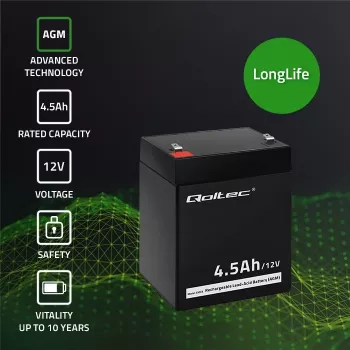 AGM-akku Qoltec 53033 4.5 Ah 15 V 65.5 A moottoripyörä
