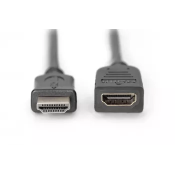 Digitus ASSMANN HDMI High Speed - HDMI Ethernet-jatkokaapeli - HDMI (N) - HDMI (U) - 5 m - kolmoiseristys - musta (AK-330201-050-S)