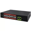 Ethernet PoE -kytkin QOLTEC 16x RJ45, 2x RJ45 uplink, 1x SFP (MPN 52291)