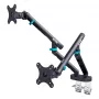 Näyttöteline DIGITUS Dual-Design 2 × 35 tuuman näytöille, puristin, 2 × 10 kg, VESA 75×75–100×100, kallistus -45–90°