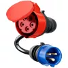 go-e CH-04-31 sovitin Gemini flex 11 kW:lle, CEE punainen 16 A kolmivaihe CEE siniseen 16 A, IP55, 0,3 m, musta