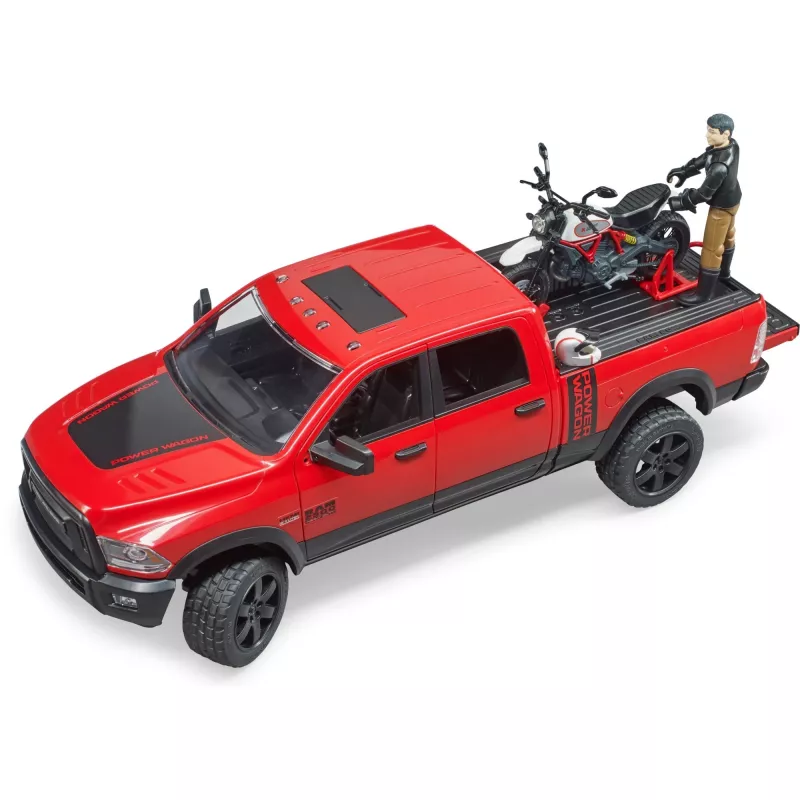 Dodge RAM 2500 Power Wagon perävaunulla ja moottoripyörällä Ducati 02502 BRUDER