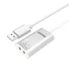 Audiomuunnin Unitek Y-247A, hopea, USB Type-A-liitäntä, kompakti 12×28×46 mm