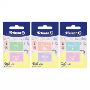 Pyyhekumi Pelikan 606196 muovi lajitellut värit 2 kpl