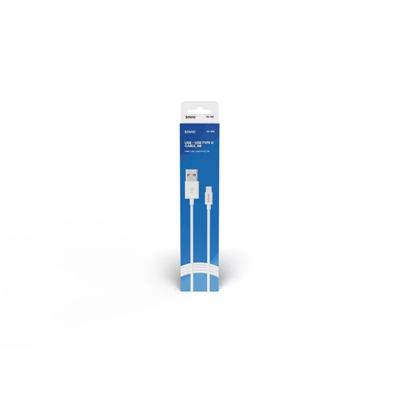 Savio USB – USB Type-C -kaapeli 5A, 1m CL-126 valkoinen