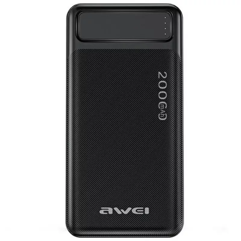 Kannettava varavirtalähde AWEI P6K 20000mAh musta 2xUSB/PD/Micro-USB