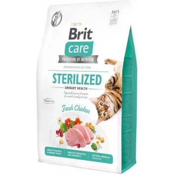 Kuivaruoka kissoille Brit viljaton Sterilized Urinary 2 kg – steriloiduille aikuisille kissoille, kana, 32 % proteiini, virtsateiden tuki