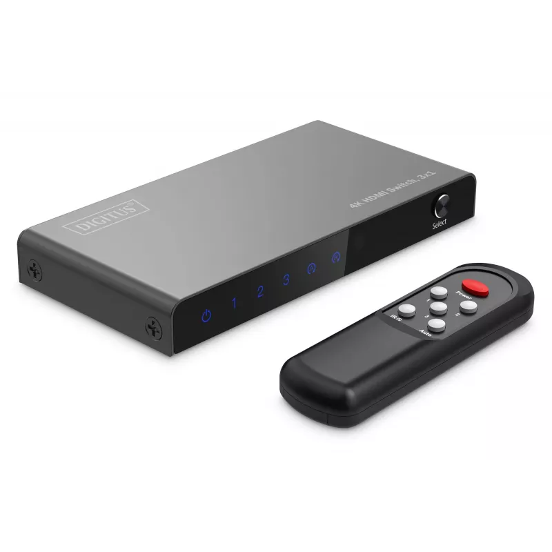 Digitus 4K HDMI-kytkin 3x1 metalli musta 18 Gbit/s