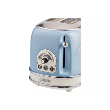 Ariete 155 Design 2 viipaleen leivänpaahdin voileipäkoreilla, 6 paahtoastetta, 810 W, ruostumaton teräskotelo, irrotettava murulaatikko, pastellinsininen