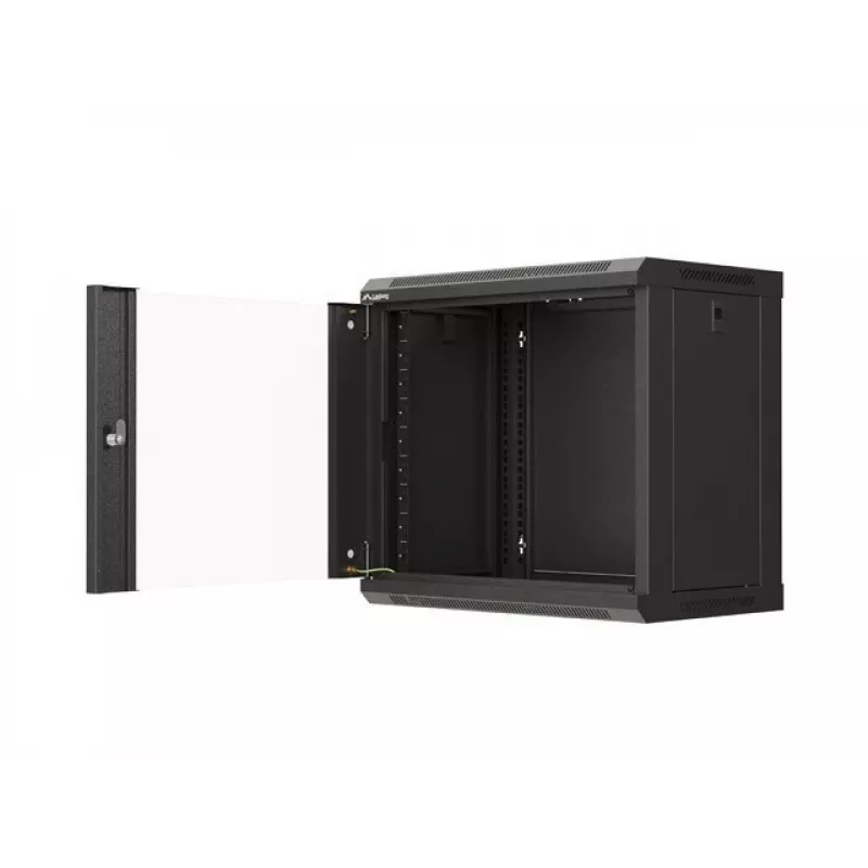 Seinäkiinnitteinen räkki LANBERG WF03-5309-10B, 9U, 500×350×540 mm, maks. kuorma 60 kg, musta