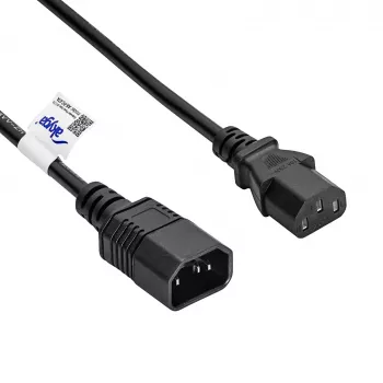 Akyga AK-PC-07A IEC C14 - IEC C13 -jatkojohto, 3x 0,75 mm², 3 m, musta