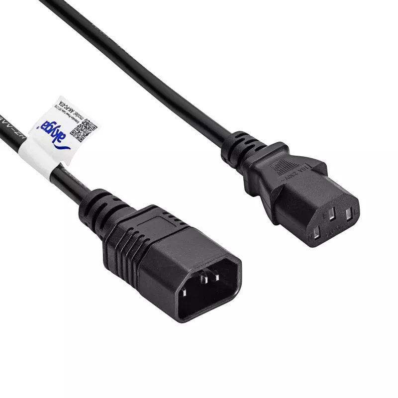 Akyga AK-PC-07A IEC C14 - IEC C13 -jatkojohto, 3x 0,75 mm², 3 m, musta