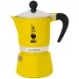 Mokkapannu Bialetti Rainbow musta/keltainen — alumiininen espressokeitin liedelle, 1 kpl