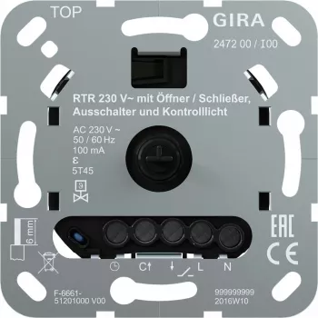 Huonelämpötilasäädin Gira 247200, 230 V, avaus-/sulkutoimilaite