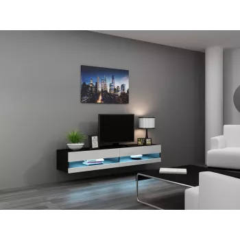 TV-taso cama meble VIGO NEW 30/180/40, 1800×400×300 mm, musta kansilevy, lastulevyrunko