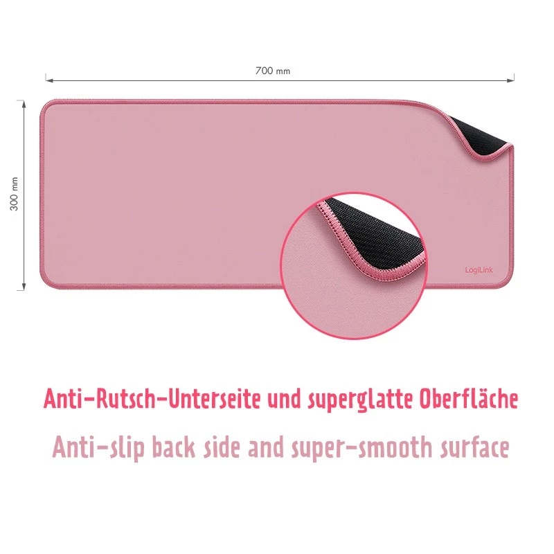XXL-työpöytäalusta hiirelle ja näppäimistölle, pinkki
