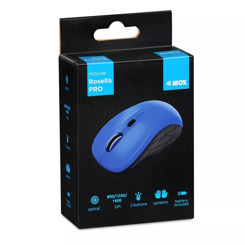 iBOX Rosella i009W IMOF009WBL langaton optinen hiiri, 3 painiketta, 800–1600 DPI, sininen