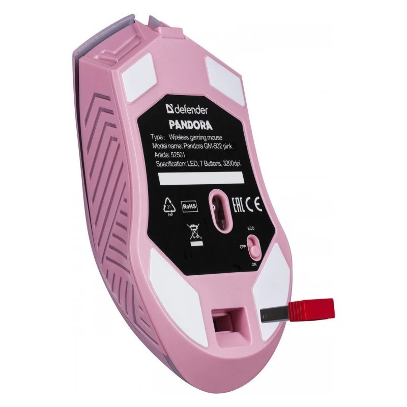 Langaton pelihiiri DEFENDER P ANDORA PINK liitäntä