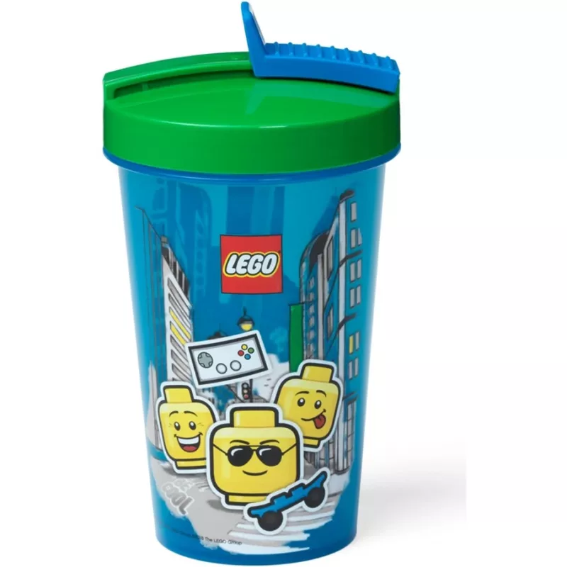 Room Copenhagen LEGO juomamuki pillillä Iconic Boy vaaleansininen (sininen/vihreä, 500 ml)