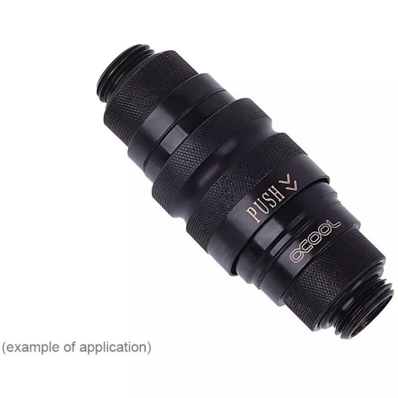 Liitin Alphacool 17440 — messinkinen tietokoneen jäähdytysliitin, musta, 32×86×32 mm