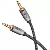 Plus audiokaapeli AUX 3,5 mm stereo (musta/hopea, 2 metriä)