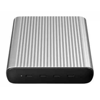 HYPER 245W GaN -pöytälaturi kannettavalle, älypuhelimelle, tabletille, musta, hopea, AC, akku, pikalataus, sisäkäyttöön