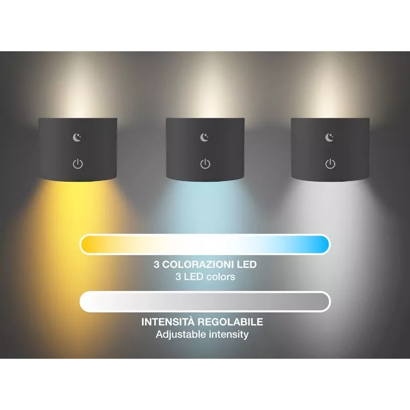 Beper P201UTP304 ladattava LED-valaisin magneettijalustalla, klipsillä ja seinäkiinnikkeellä, 2,3 W, himmennettävä, musta