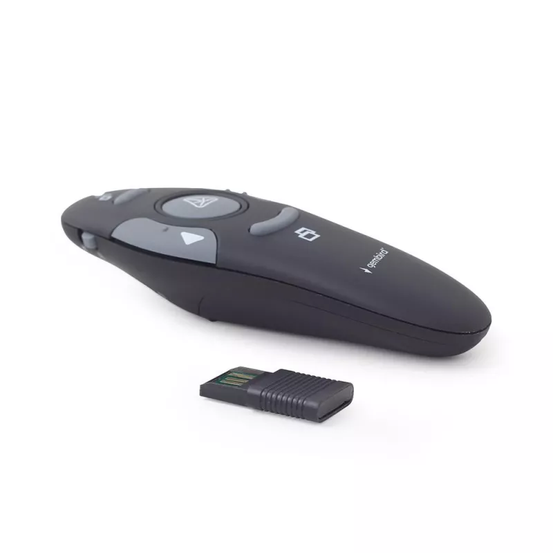 GEMBIRD langaton IR-esityskaukosäädin WP-L-11, 4 painiketta, 2,4 GHz RF USB-vastaanotin, musta, AAA-paristo
