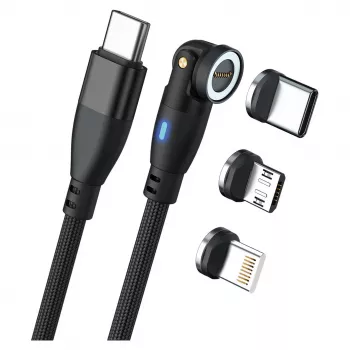 USB-kaapeli RealPower MagneticCharge 100 1m USB-C musta