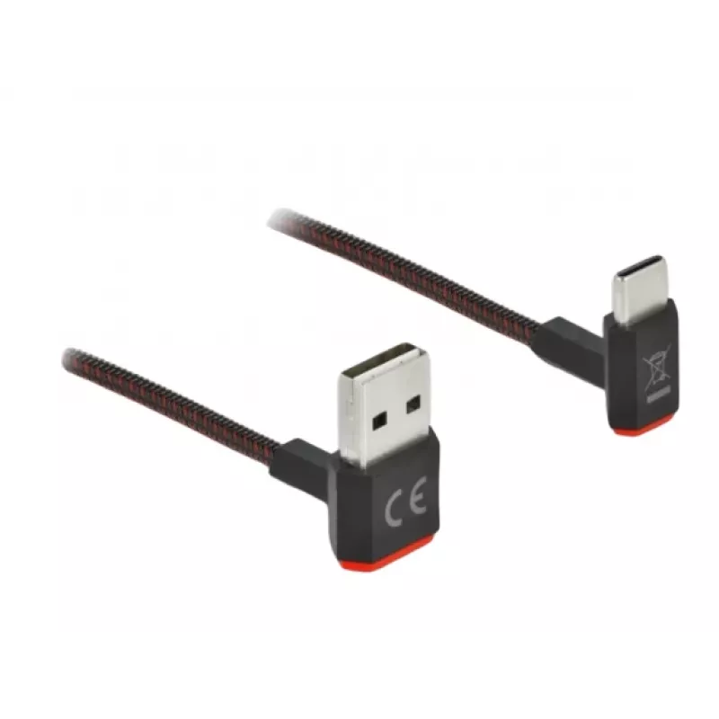 USB-kaapeli DeLOCK EASY-USB 2.0 Type-A-uros / Type-C-uros, kulma, 0,5 m, musta