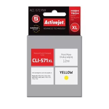 Activejet ACC-571YNX muste (Canon CLI-571XLY -yhteensopiva; Supreme; 12 ml; keltainen)