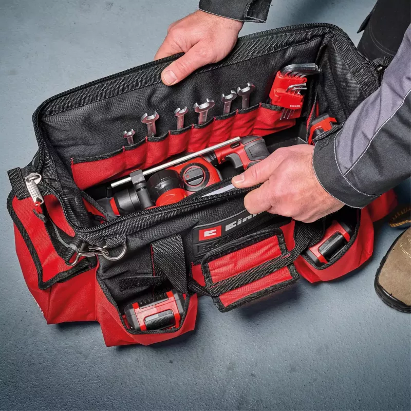 Einhell 4540036 E-Case Bag järjestelmätyökalulaukku, polyesteri, 30 kg kuormitus, musta/punainen