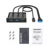 Graugear G-MP01 etupaneeli 3-porttisella USB-hubilla, 1x USB-C 3.2 Gen2 + 2x USB-A 3.0, musta
