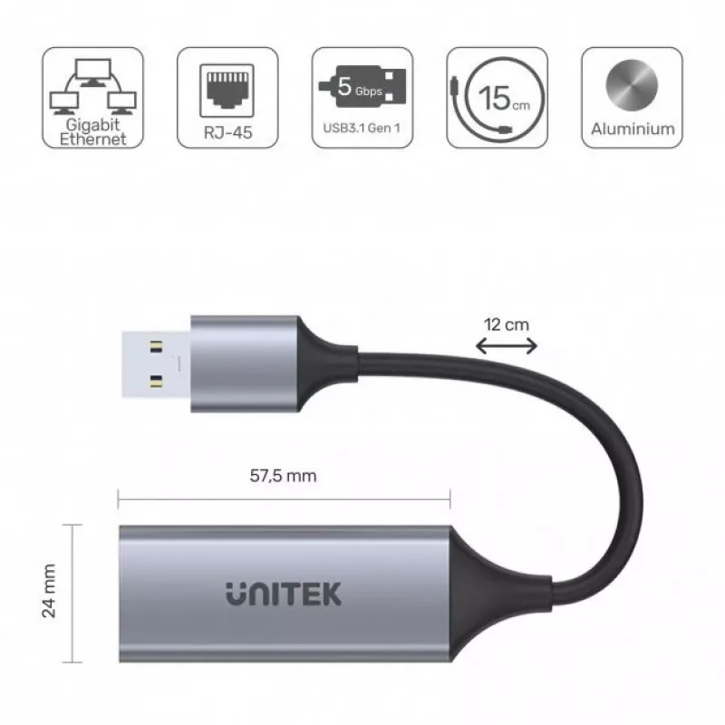 Liitäntäkortti Unitek U1309A, harmaa, 57,5×24×16 mm