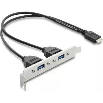 Sisäinen USB Type-E Key B -adapterikortti DELOCK 67346 — 2× USB-A 5 Gbit/s korttipaikalla