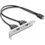 Sisäinen USB Type-E Key B -adapterikortti DELOCK 67346 — 2× USB-A 5 Gbit/s korttipaikalla