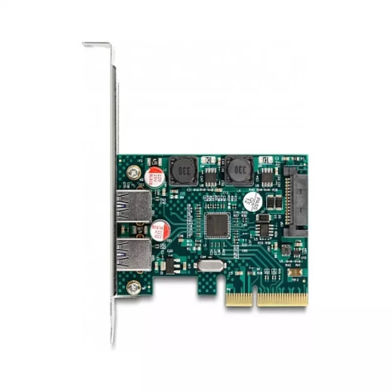DeLOCK PCI Express x4 -kortti 2 x ulkoiseen USB 10 Gbit/s Type-A -naaras Low Profile