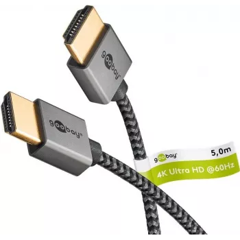 Goobay Slim High-Speed-HDMI -kaapeli Ethernetillä - 4K/60Hz (75755)