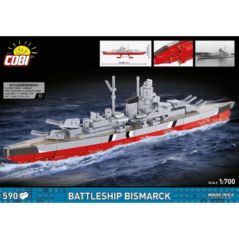 Rakennussarja Cobi taistelulaiva Bismarck malli, 590 osaa