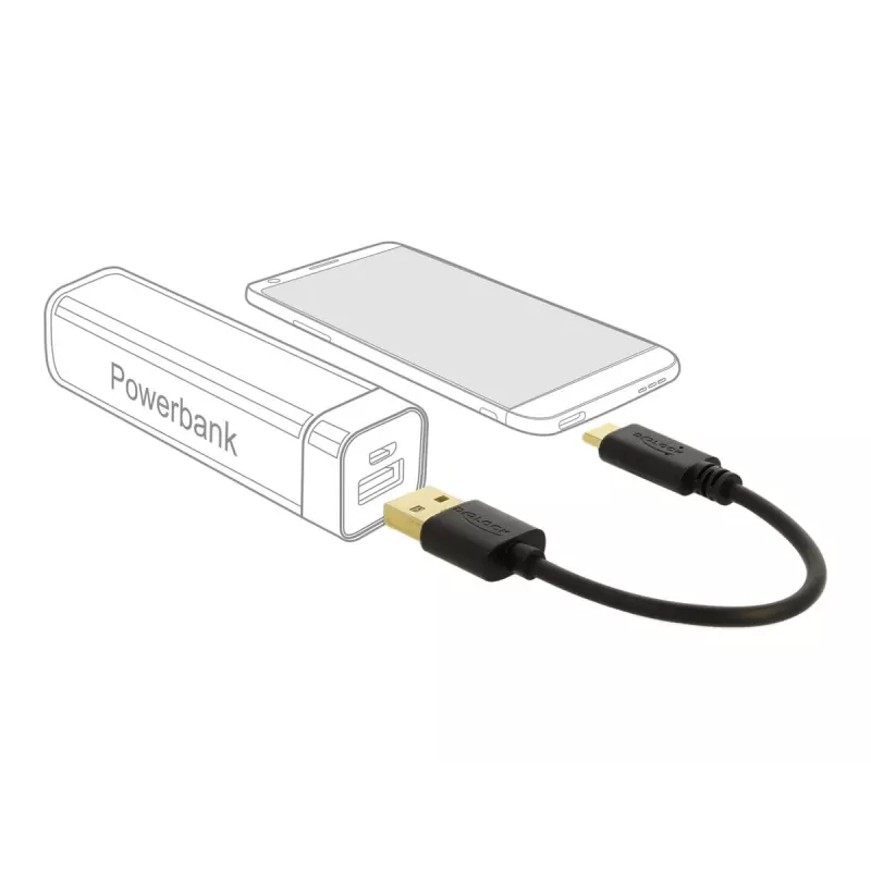 DeLOCK USB-latauskaapeli Type-A USB Type-C 15 cm musta