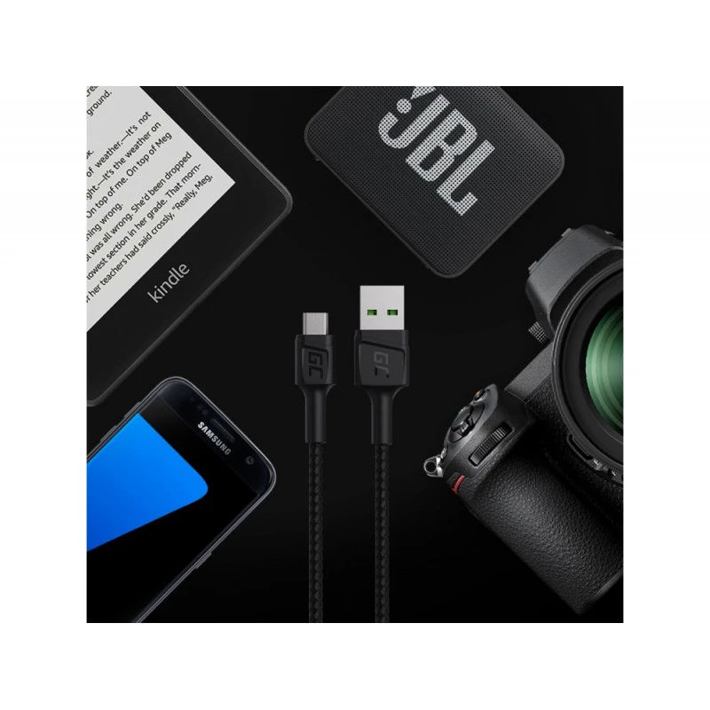 USB 2.0 -kaapeli Green Cell KABGC20 — USB A - Micro-USB B, 1,2 m, musta