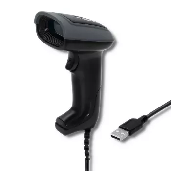 Käsikäyttöinen viivakoodinlukija QOLTEC 50863 — 1D/2D-skanneri, USB johdollinen, LED-anturi, musta, 5V, 1,8 m kaapeli